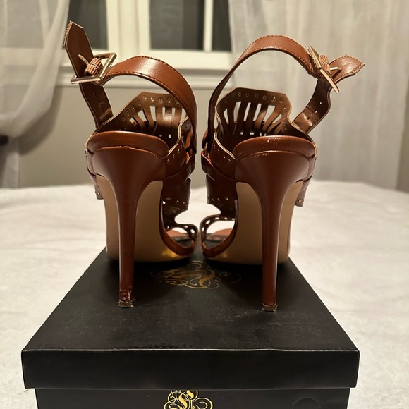 Miss L by Liliana Vince Brown Cognac Heeled Sandals - Picture 4 of 5